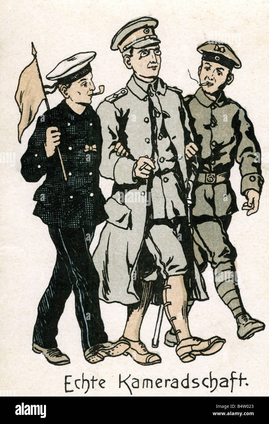 events, First World War / WWI, military postcards, postcard 'Echte Kameradschaft' (True comradeship), Munich, Germany, 20th century, Stock Photo