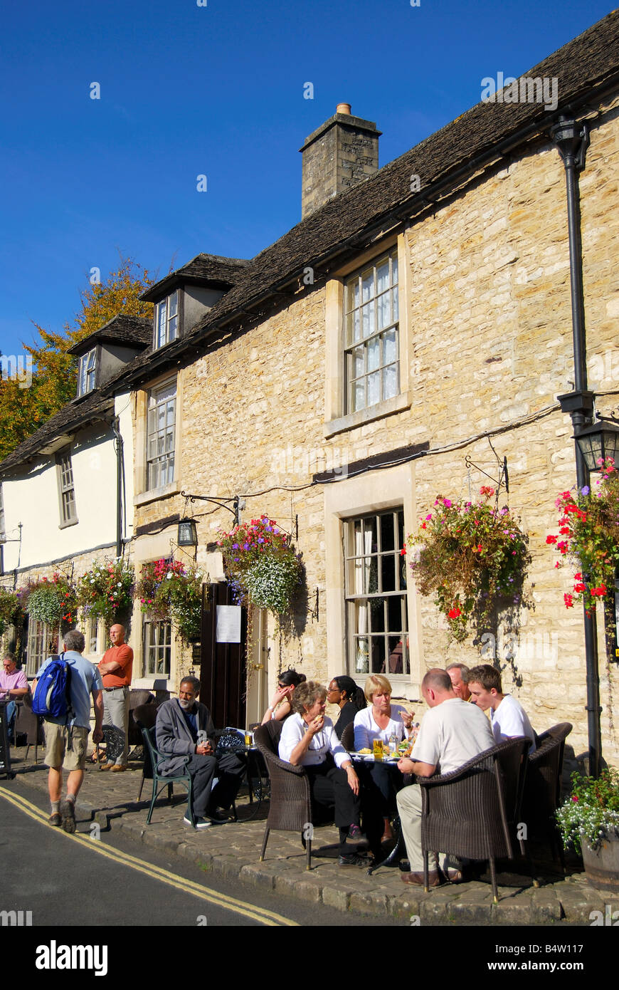 Outdoor restaurant, The Castle Inn Hotel, Castle Combe, Wiltshire, England, United Kingdom Stock Photo