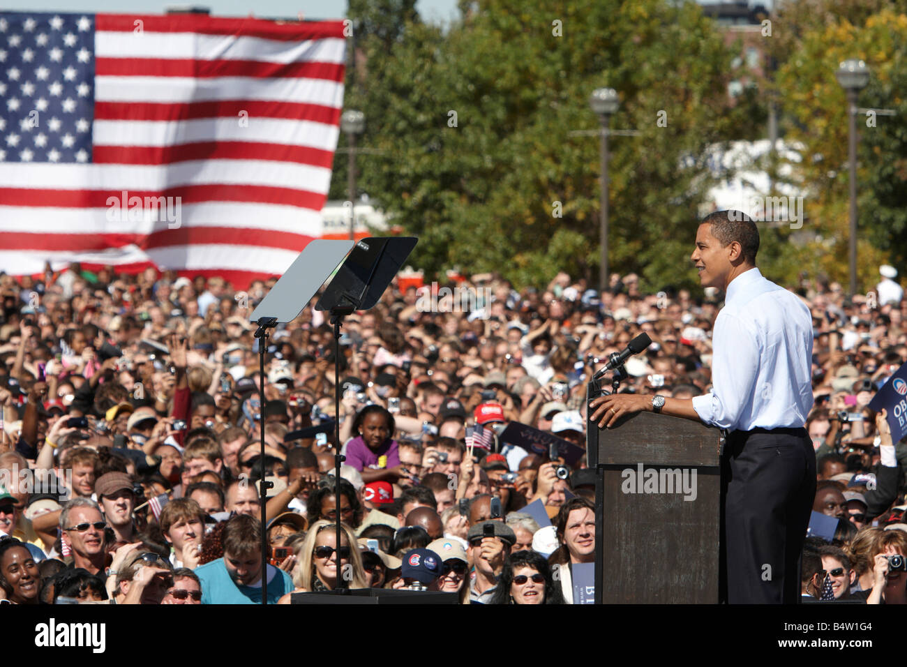 A Rally for USA Democratic Party Presidential candidate Barack Obama in Columbus Ohio Stock Photo