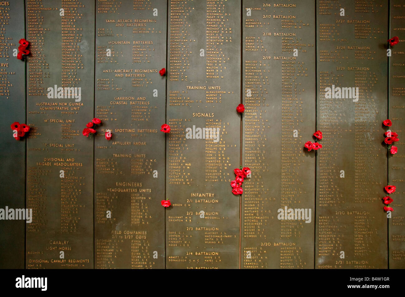 MEMORIAL WALL AUSTRALIAN WAR MEMORIAL CANBERRA AUSTRALIA Stock Photo