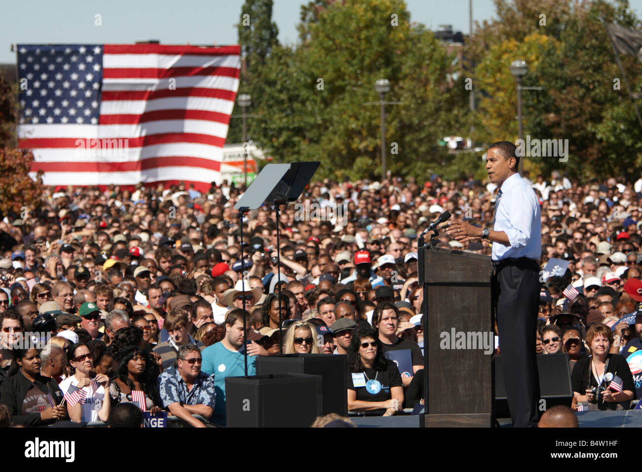 A Rally for USA Democratic Party Presidential candidate Barack Obama in Columbus Ohio Stock Photo