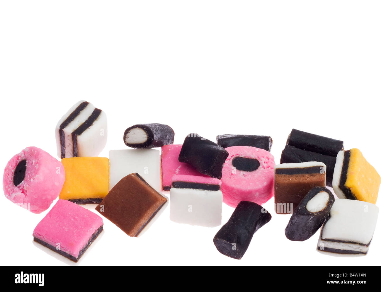multicolored liquorice candy isolatd on white background licorice