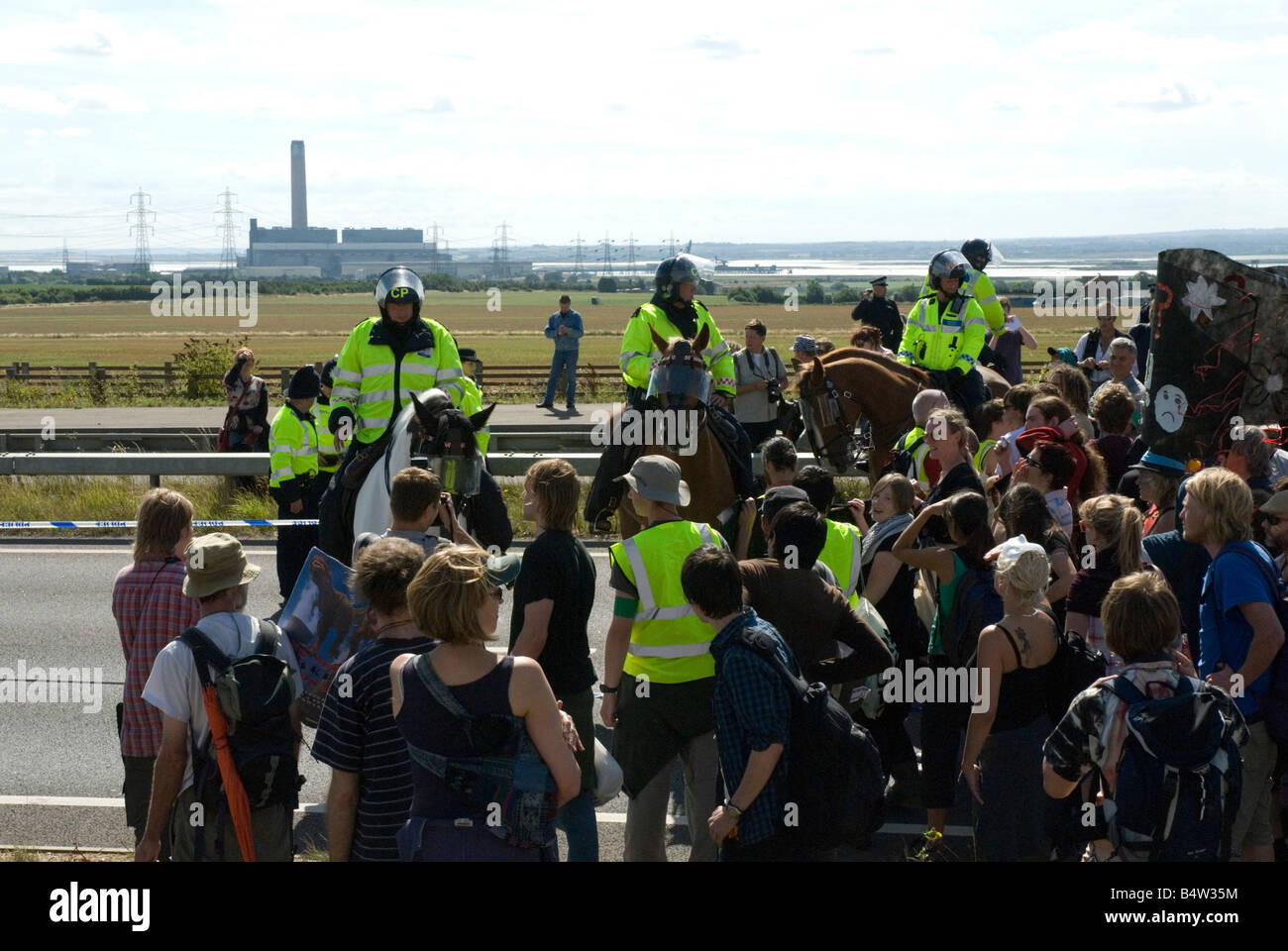 Protestors at Kingsnorth power station Climate Camp August 2008 Kent Stock Photo