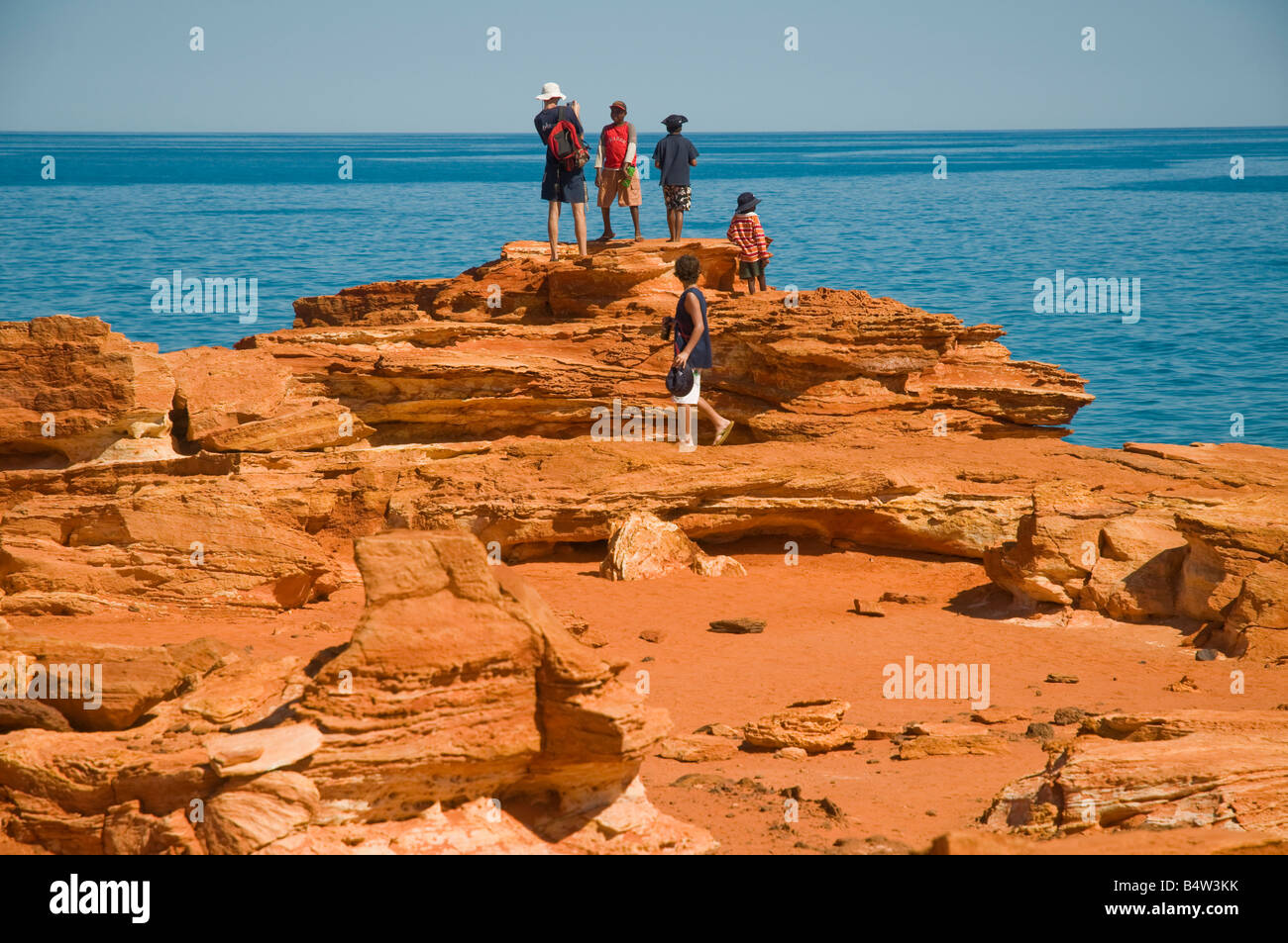 The colourful red geological formations at Gantheaume Point near Broome Western Australia Stock Photo