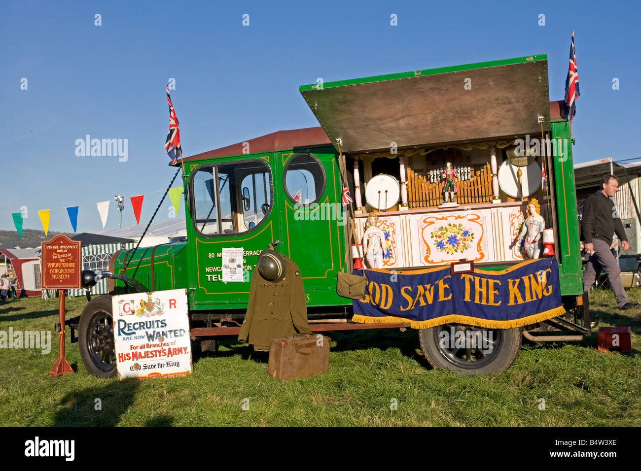 Vintage amusement lorry with automatic music organ Cheltenham Racecourse UK Stock Photo