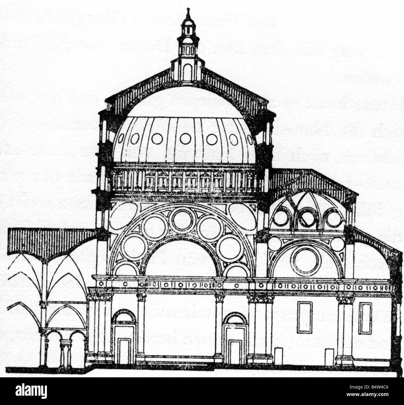 architecture, Churches, Santa Maria delle Grazie, built 1466 - 1494, Stock Photo