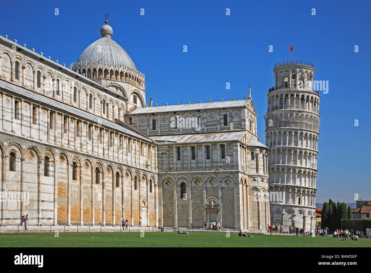 Platz der Wunder mit Dom Santa Maria Assunta and leaning tower Pisa Tuscany Italy Stock Photo