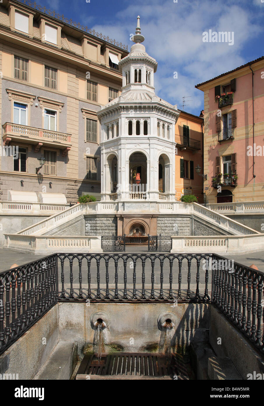 Thermal spring in form of an octagon called La Bollente Acqui Terme Piemont Italy Stock Photo