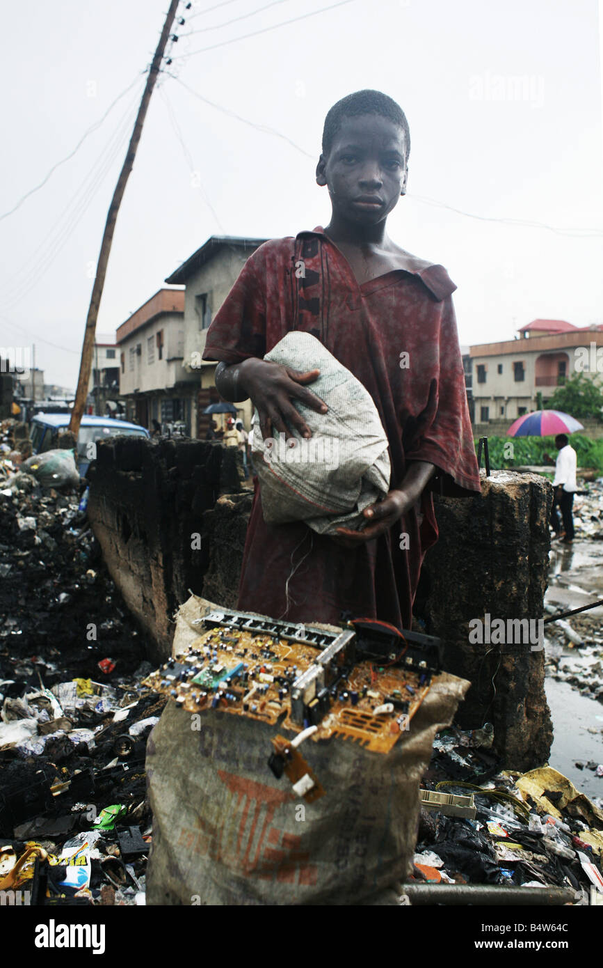 Electronic waste in Nigeria. Tons of e-waste from Western countries end up in West Africa, including Nigeria. Stock Photo