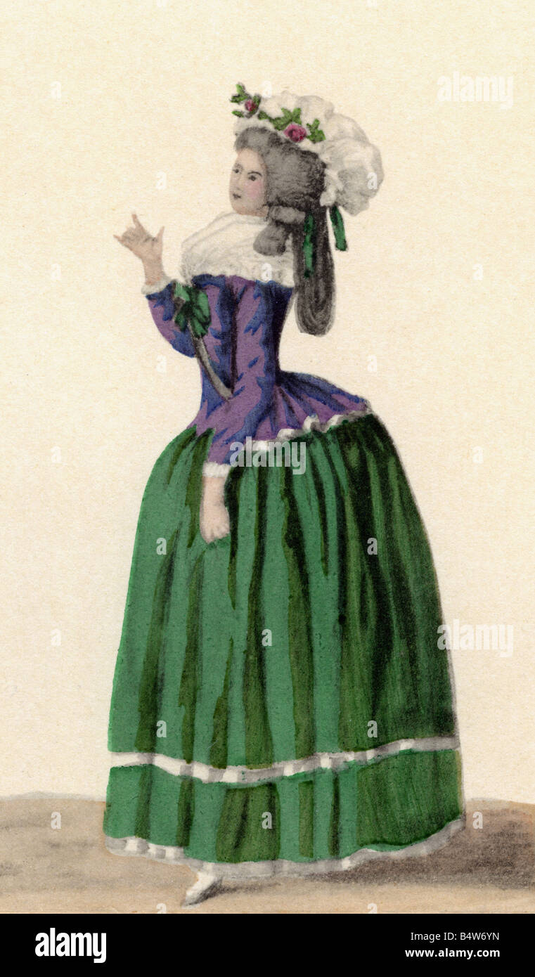 fashion, 18th century, France, ladys fashion, 'Magasins de Mode', 1785, engraving,   , Stock Photo