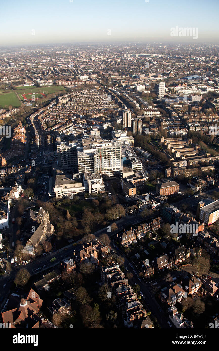 Aerial view north east of The Royal Free Hospital suburban houses flats