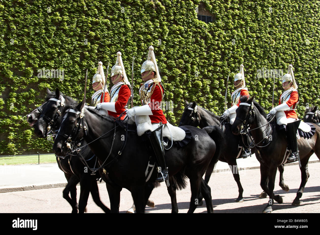 Mounted soldiers of the Household Cavalry from The Life Guards regiment