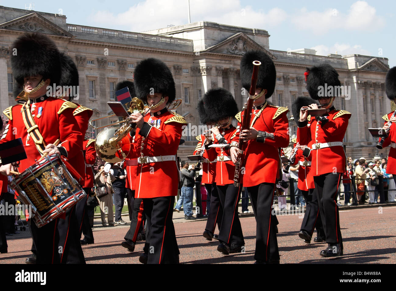 Foot Guard s Military Band playing during Changing the Guard Buckingham Palace SW1 London England Stock Photo