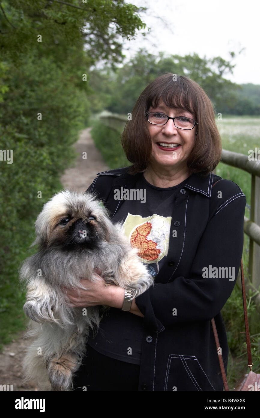 Woman who looks like her dog Human dog lookalike Hampshire England UK Stock Photo