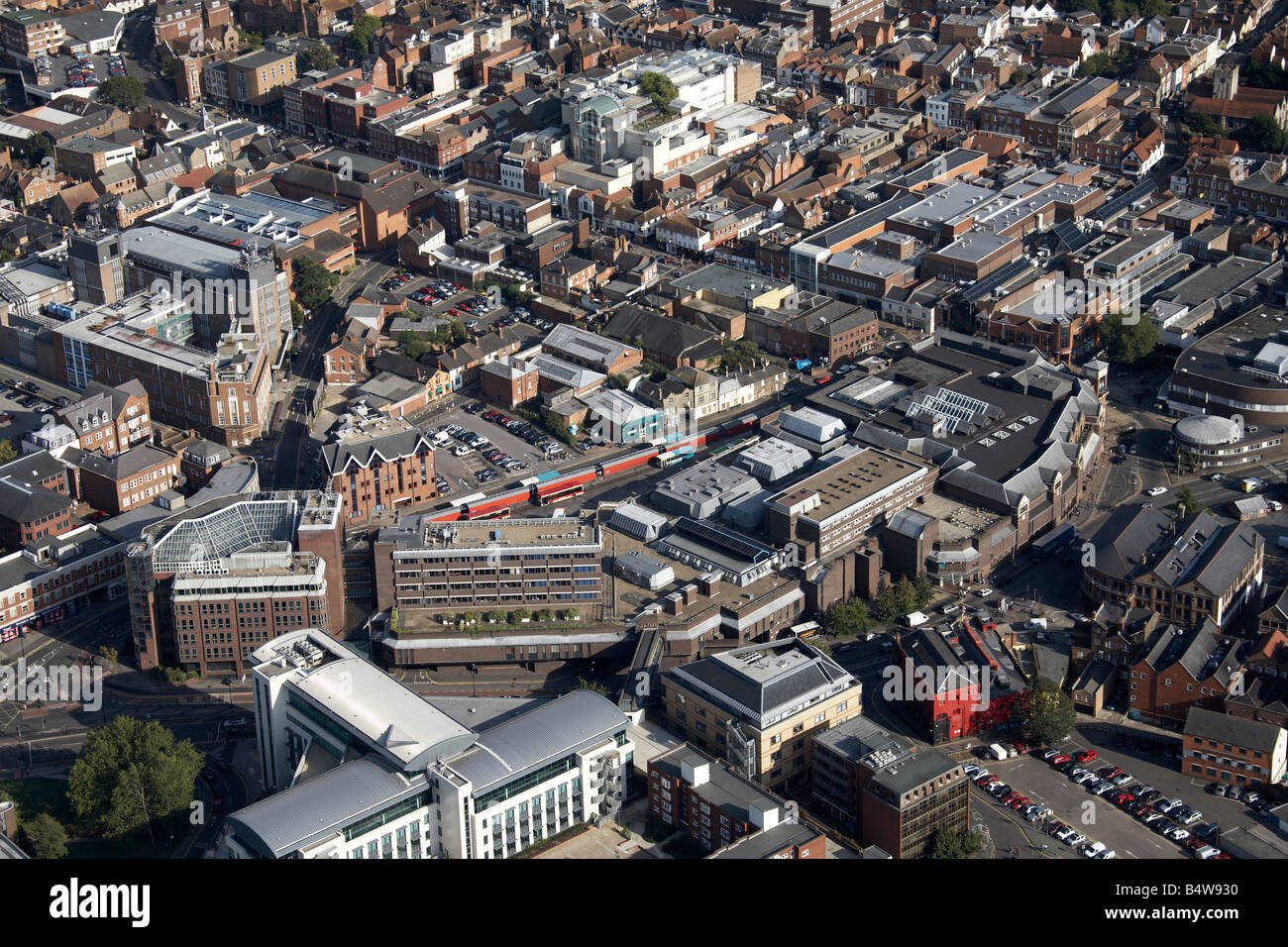 Aerial view of south east of Guildford Town Centre Onslow Street