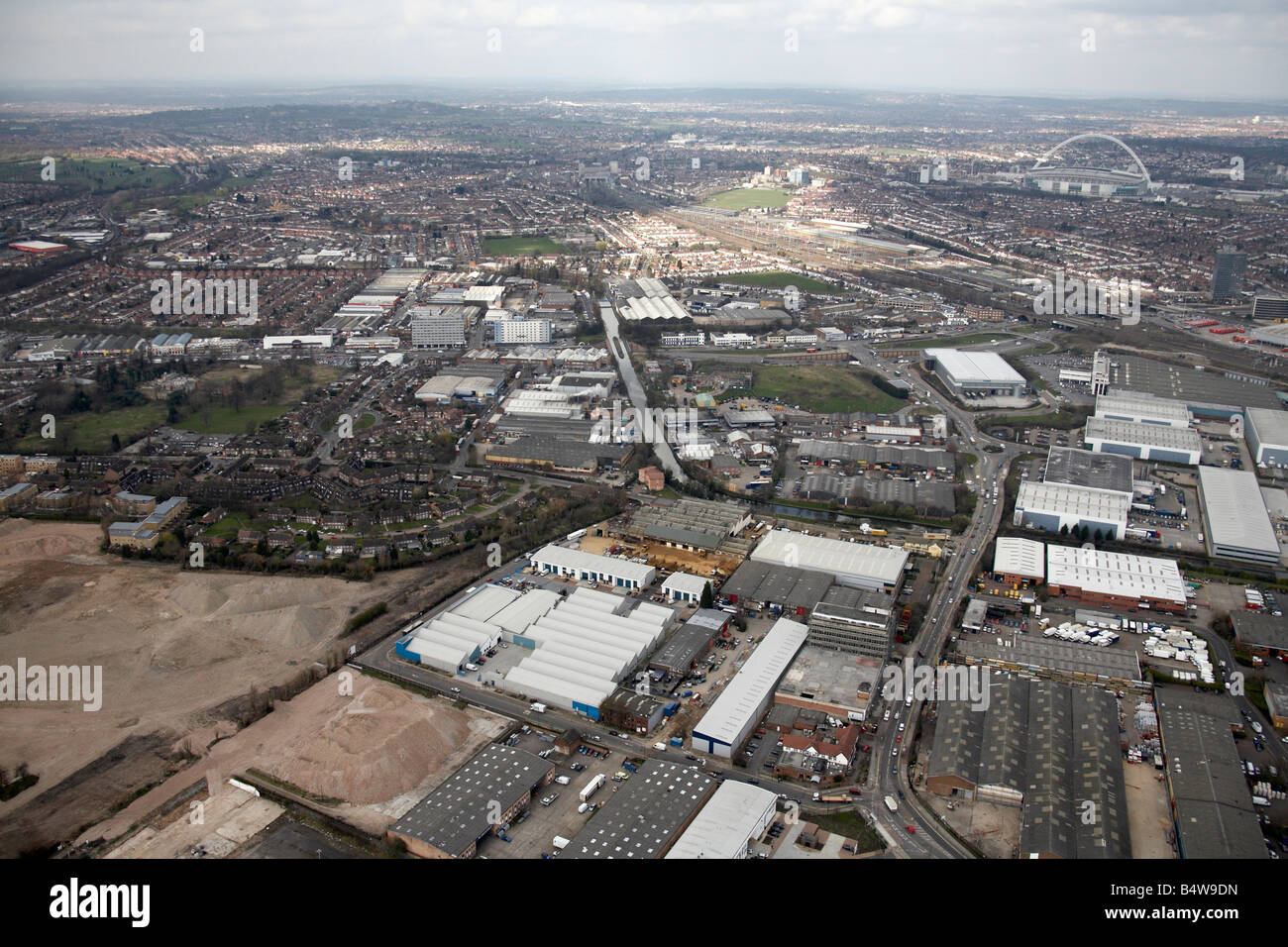 Aerial view north west of industrial estates and business manufacturing