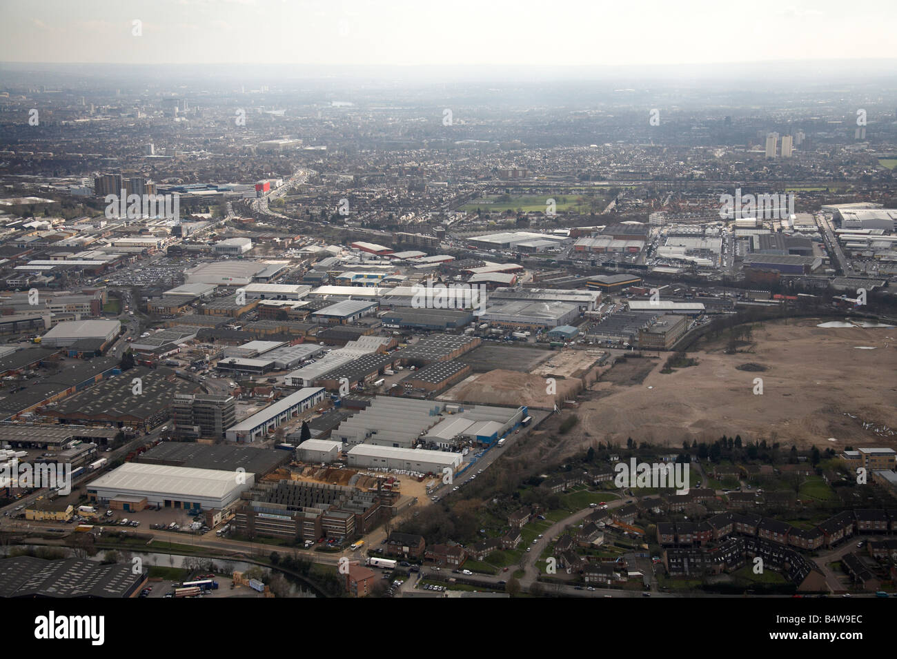 Aerial view south east industrial estates and business manufacturing