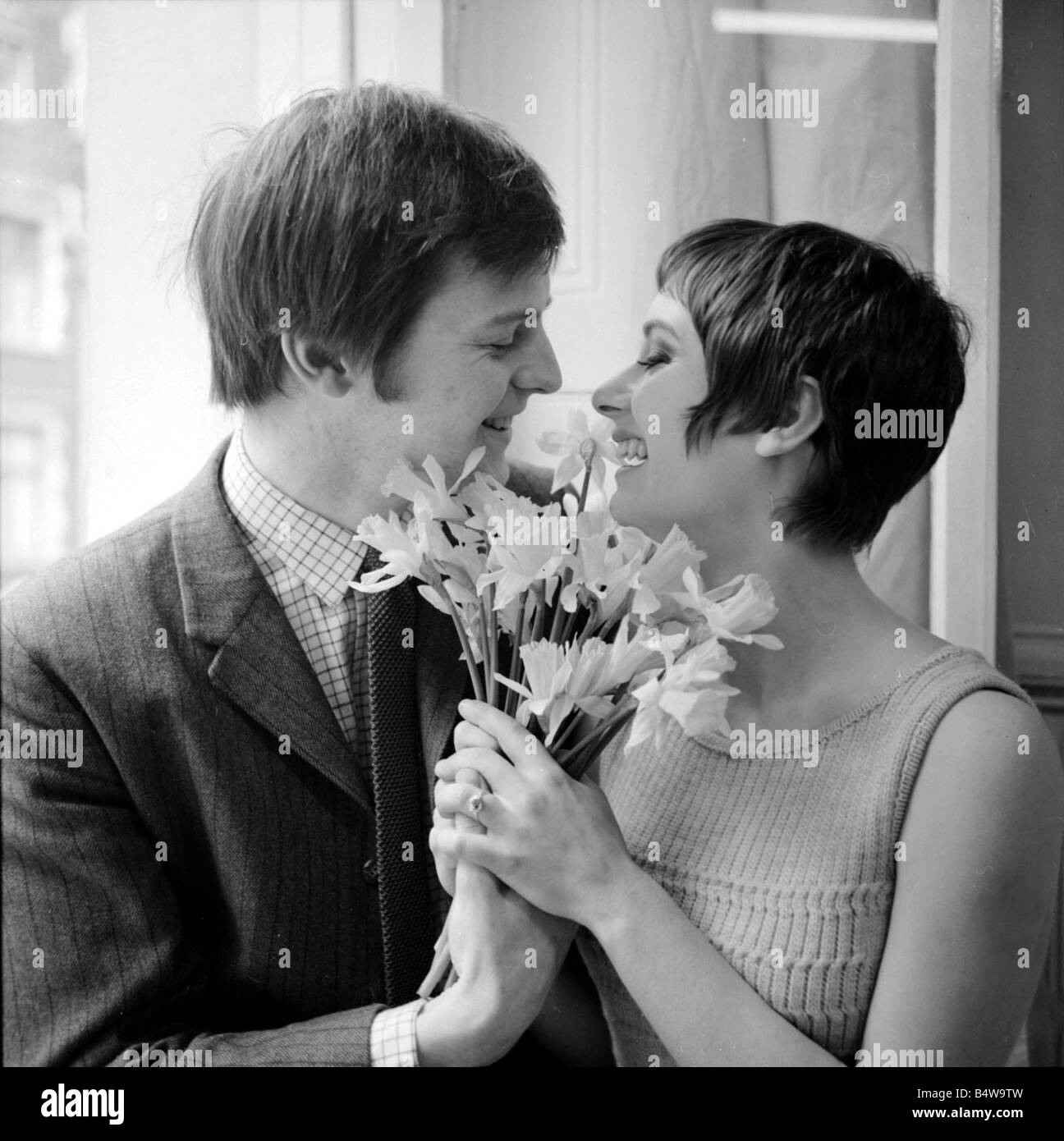 Today 21 year old actress singer and dancer Suzanne Kerchiss announced her engagement to 21 year old actor Ian Lavender March 1968 Stock Photo