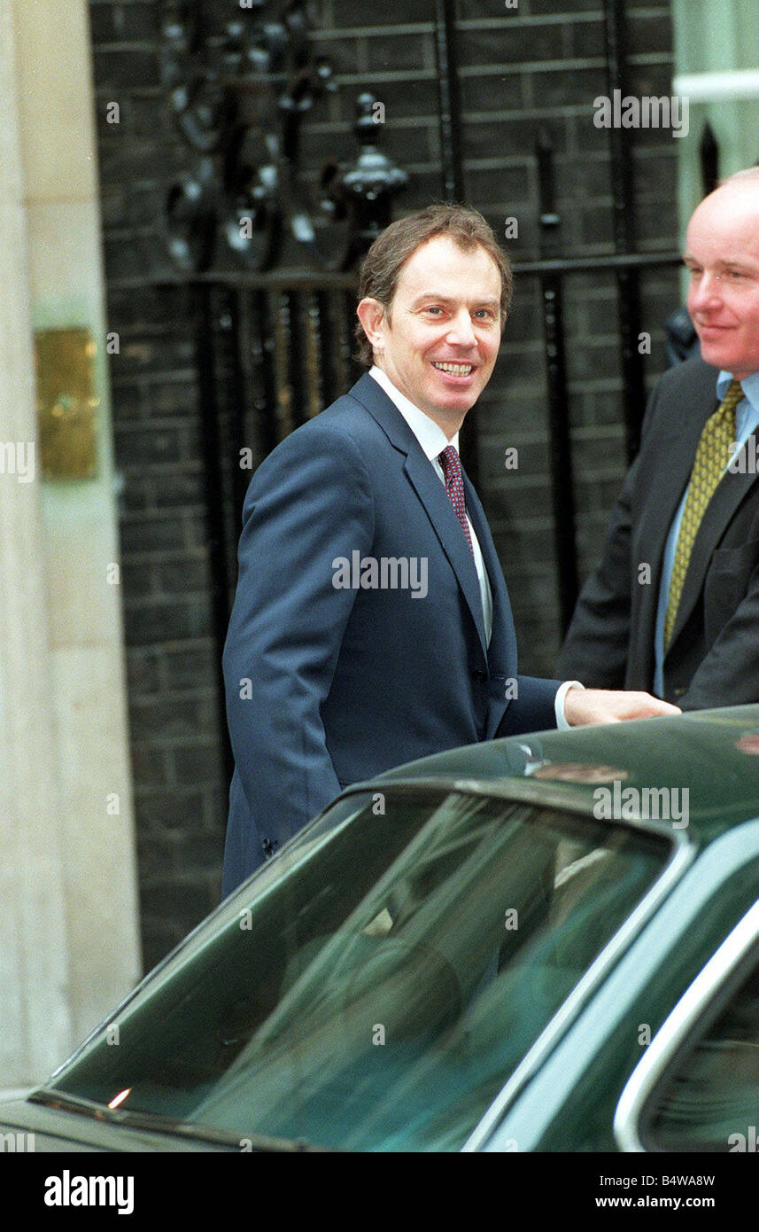 Budget Day Tony Blair outside Downing Street Stock Photo