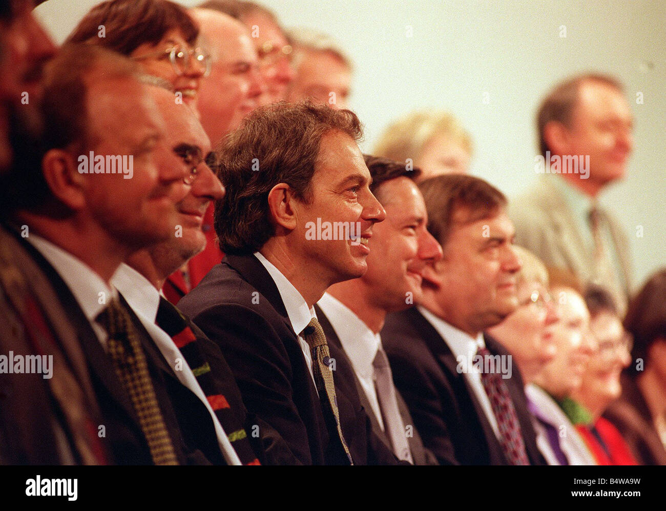 Labour Party NEC at the Labour Party Headquarters Millbank Tower London Tony Blair with the rest of the National Executive Council 24 3 98 Stock Photo