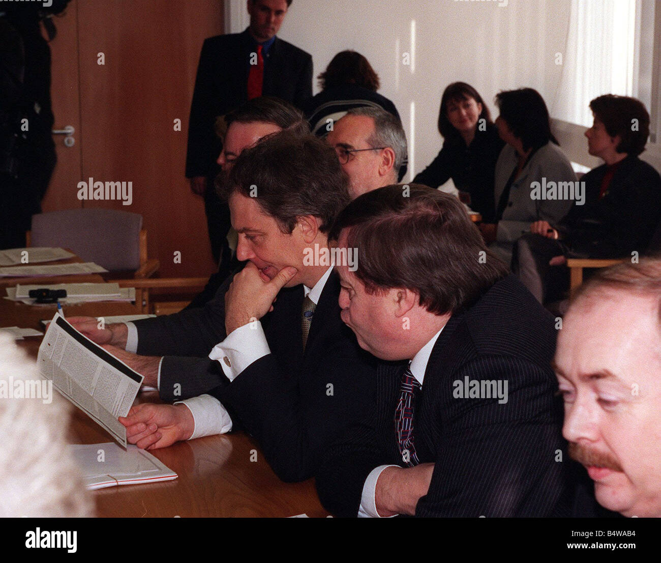 Tony Blair with John Prescott in the labour Party NEC meeting at the Millbank centre Stock Photo