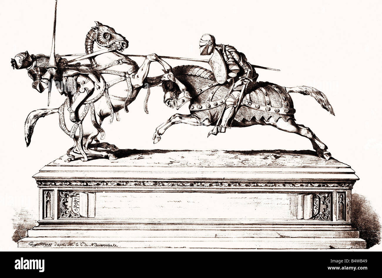 Thomas of Lancaster, 29.9.1388 - 22. 3.1421, 1st Duke of Clarence, death in the battle of Bauge, steel engraving after sculpture, 19th century, , Artist's Copyright has not to be cleared Stock Photo