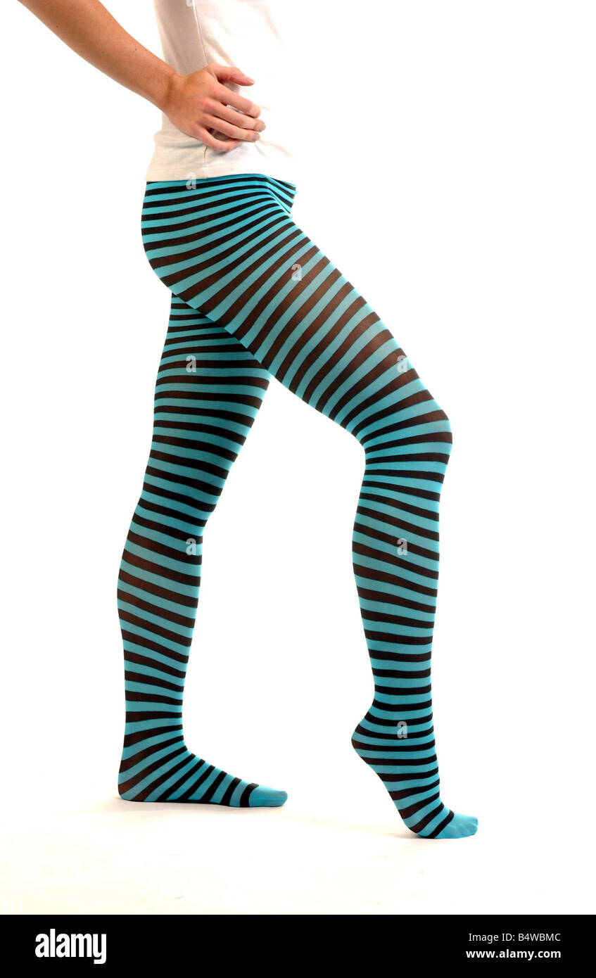 Blue and black 2025 striped tights