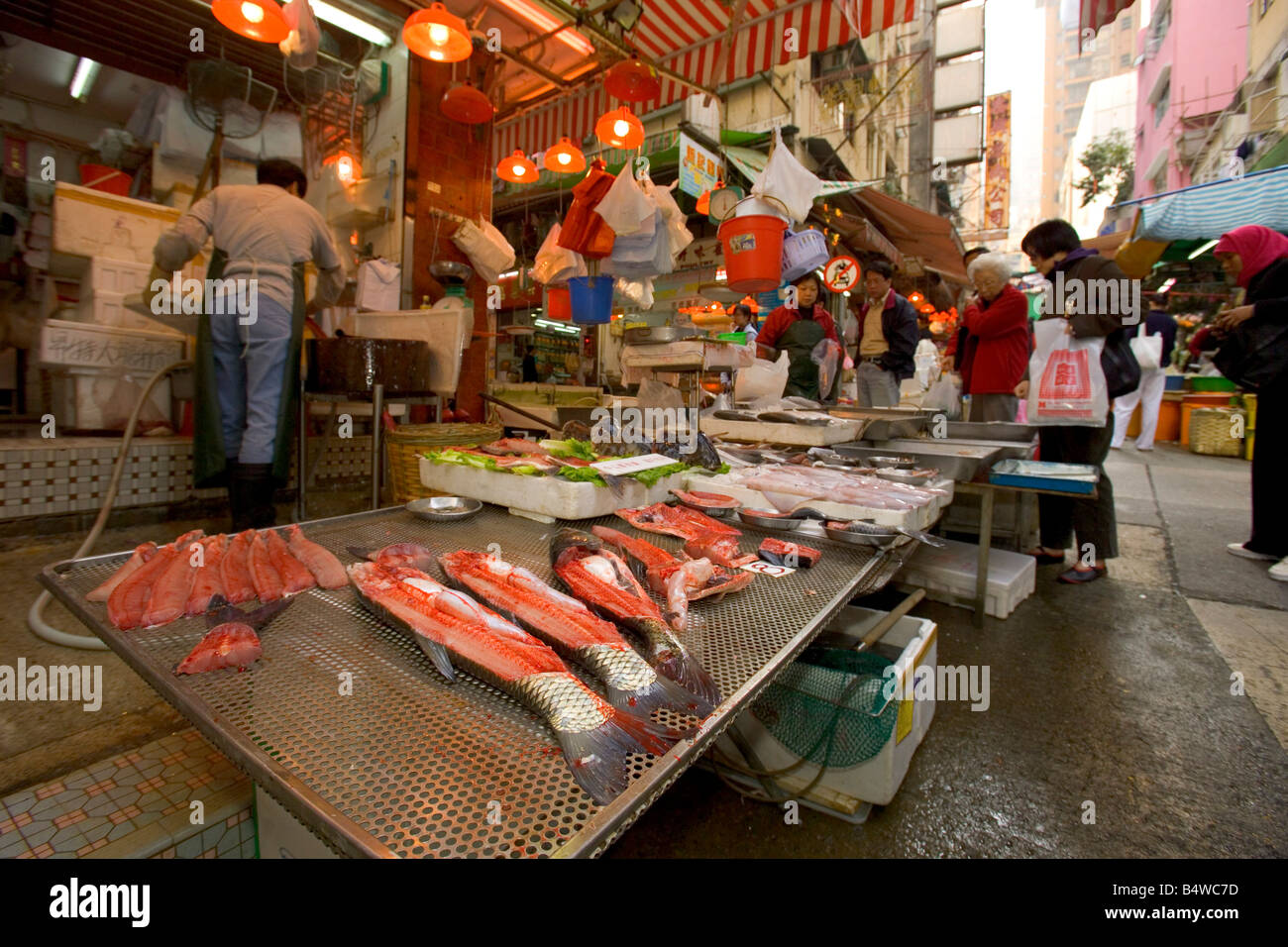 Fresh fish on display at the Graham Street wet market in Hong Kong