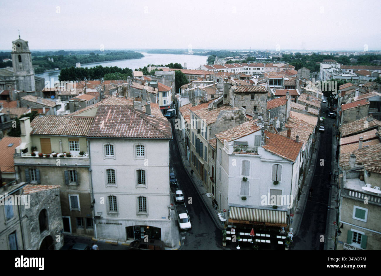 View from of the Amphitheatre North towards the Rhone France Arles Stock Photo