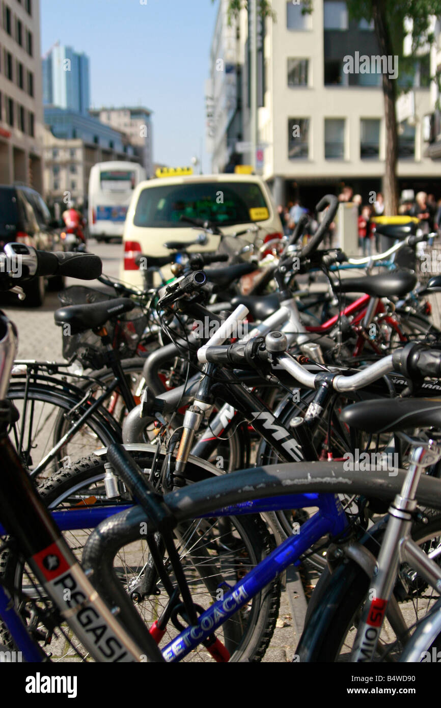 lots of bikes parking Stock Photo