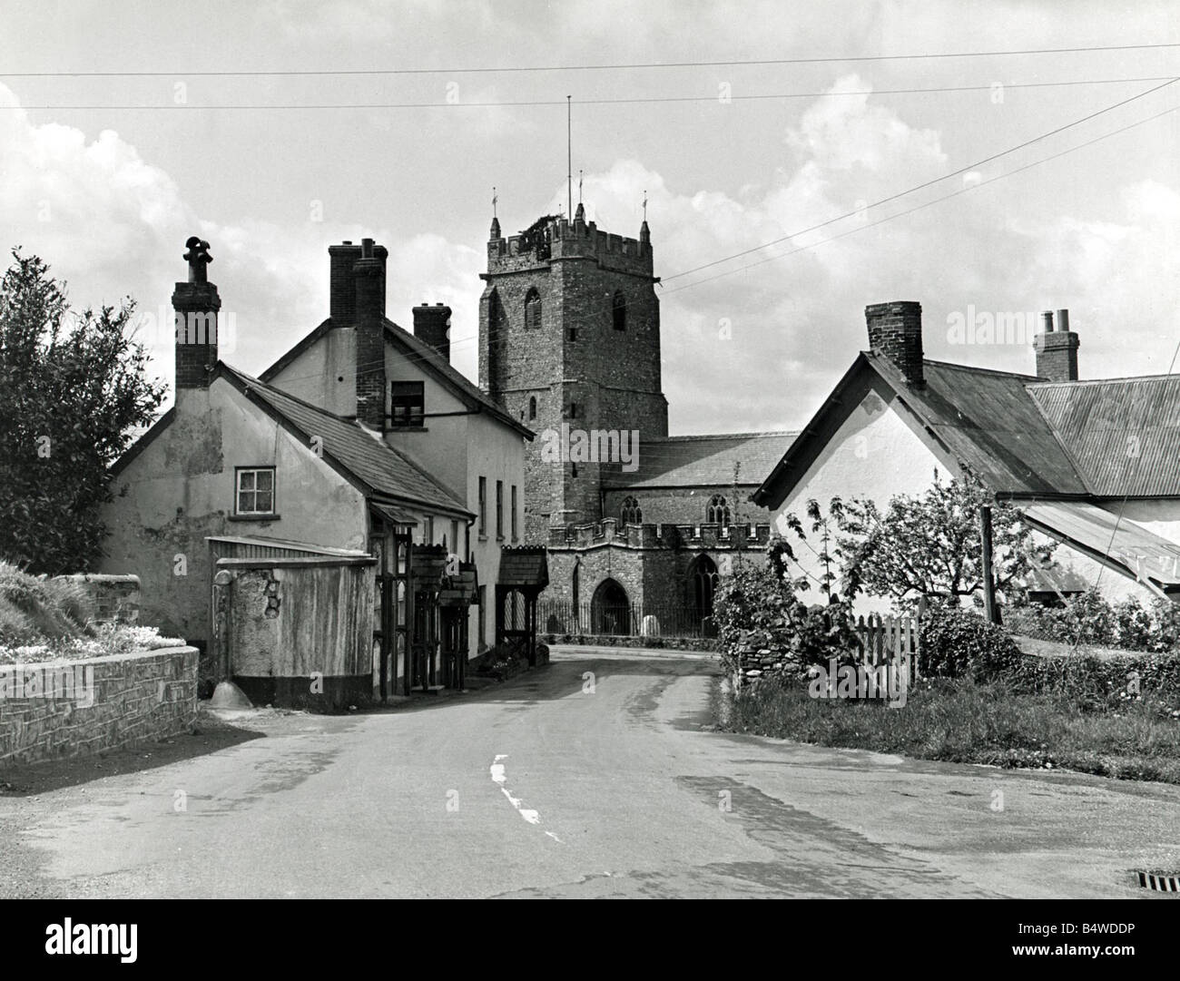 The village of Culmstock in Devon with view of church Scenic Circa 1955 Mirrorpix Stock Photo