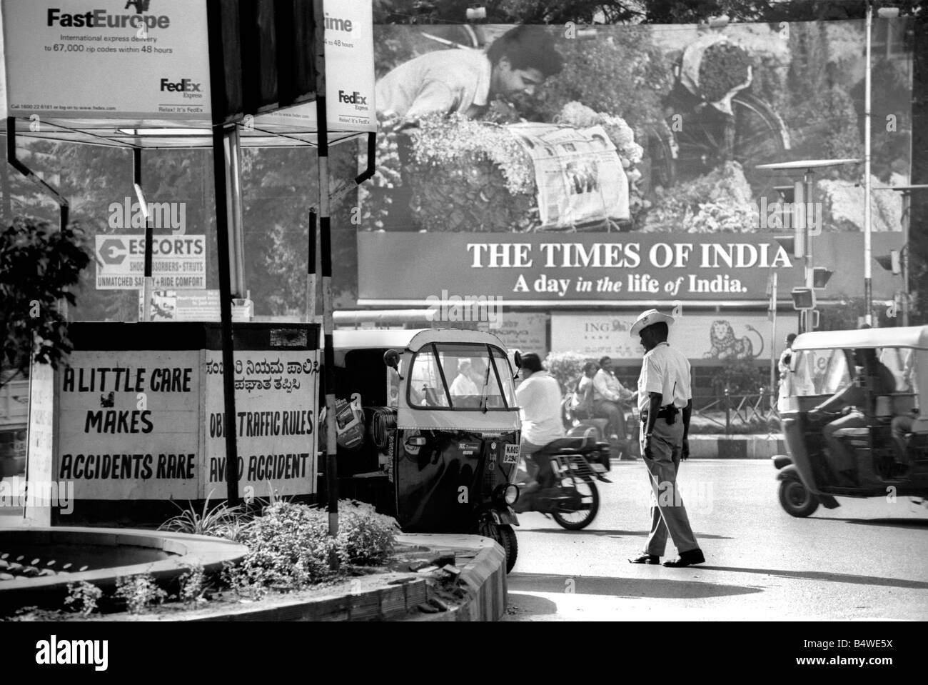 A traffic street scene from Bangalore, India Stock Photo