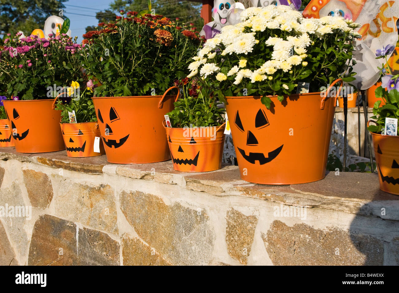 Halloween Decorations on Display at an Outdoor Market Stock Photo Alamy