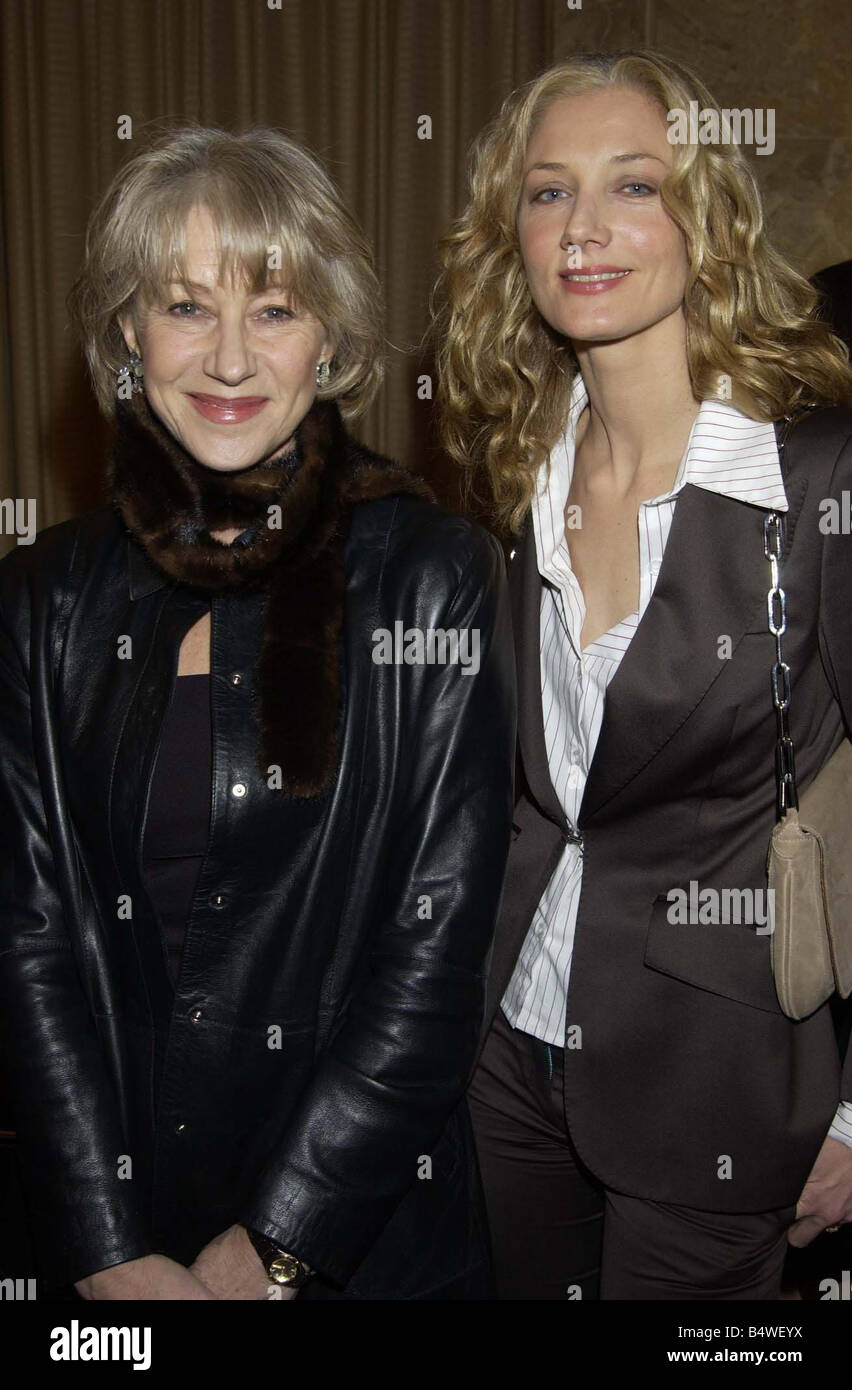 The Mirror Pride Of Britain Awards March 2002 Actress Helen Mirren and Joely Richardson at the Hilton Hotel for the Awards Stock Photo