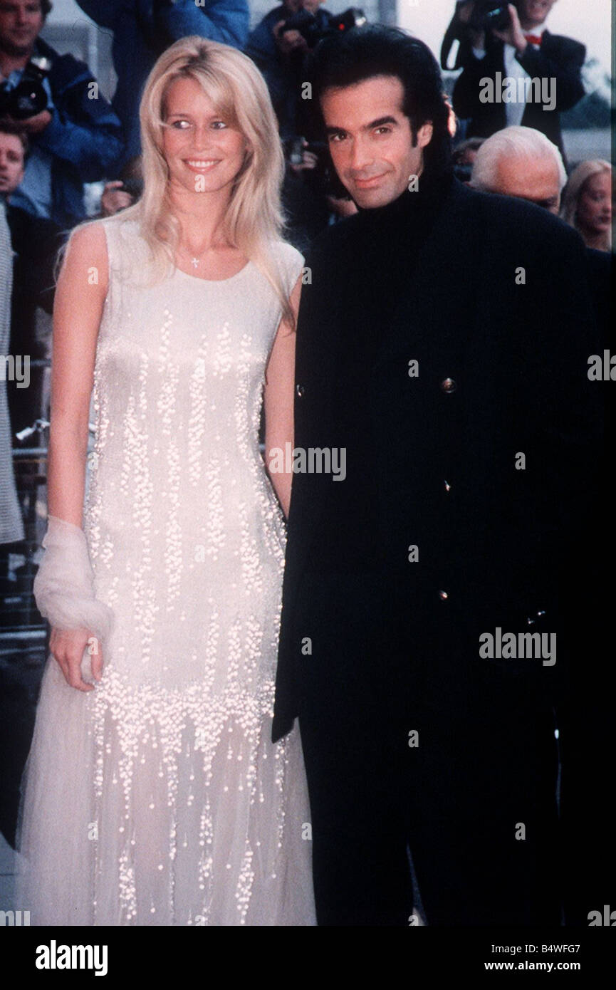 Claudia Schiffer and boyfriend David Copperfield 1995 at First National Television Awards London Stock Photo