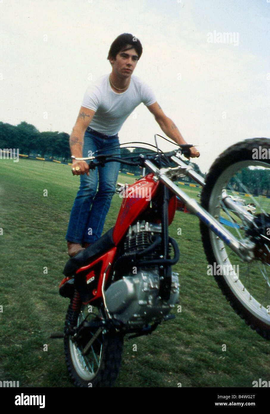 Eddie Kidd motorcycle stuntman June 1979 Stock Photo Alamy
