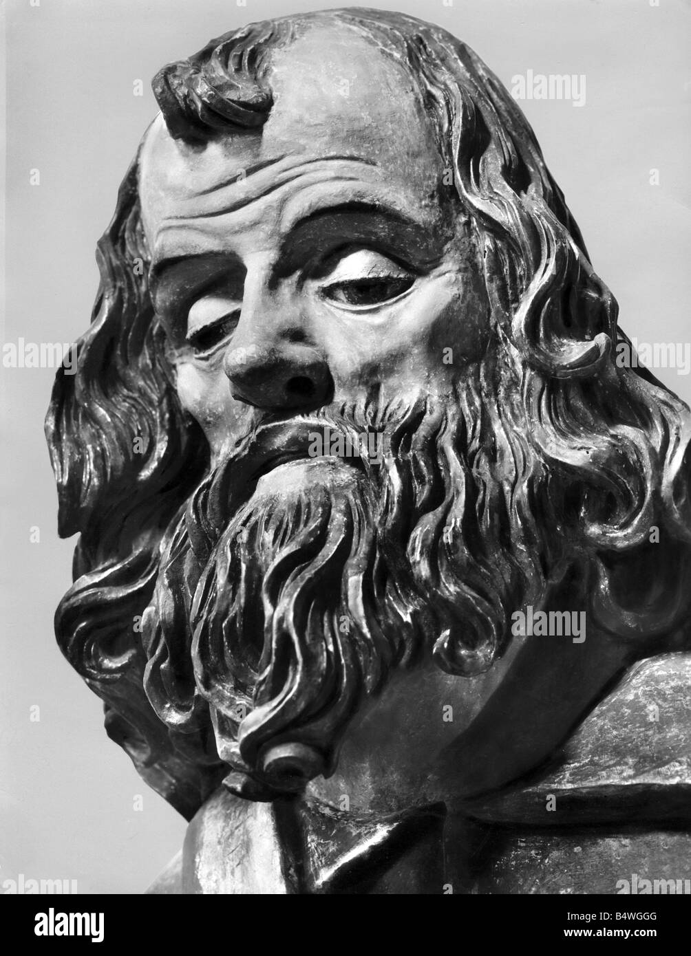 Jude the apostle, saint, portrait, statue, wood, carved, by Lorenz Luchsperger (+ 1501), detail, Wiener Neustadt, Austria, late 15th century, Stock Photo