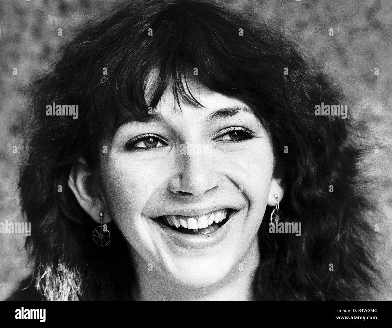 Portrait of singer Kate Bush Singer smiling September 1979 Stock Photo