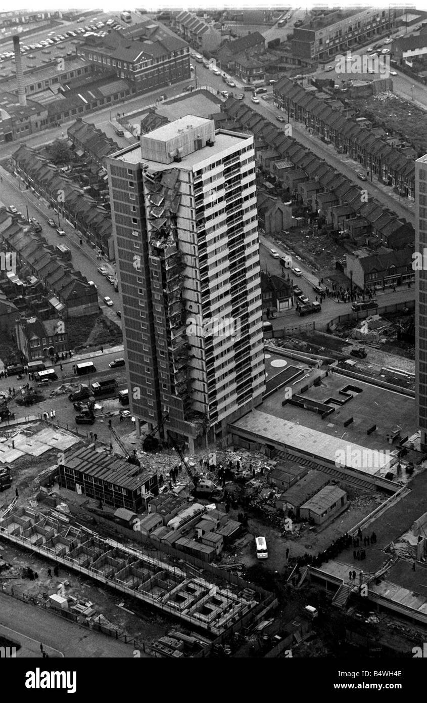 Ronan Point flats in Plaistow London being prepared for demolition May