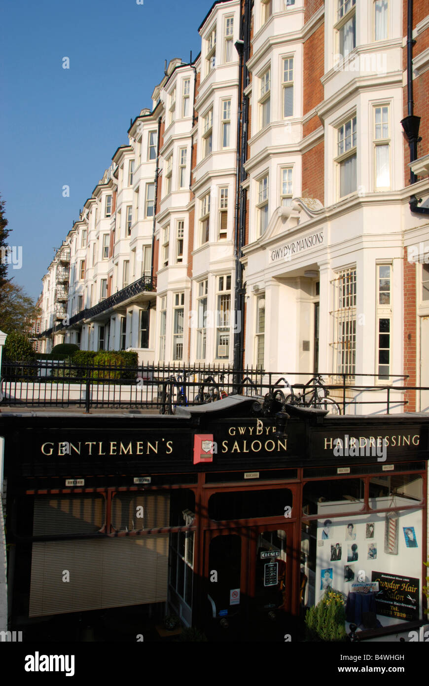 Gwydyr Mansions and hairdressing salon Hove East Sussex England Stock