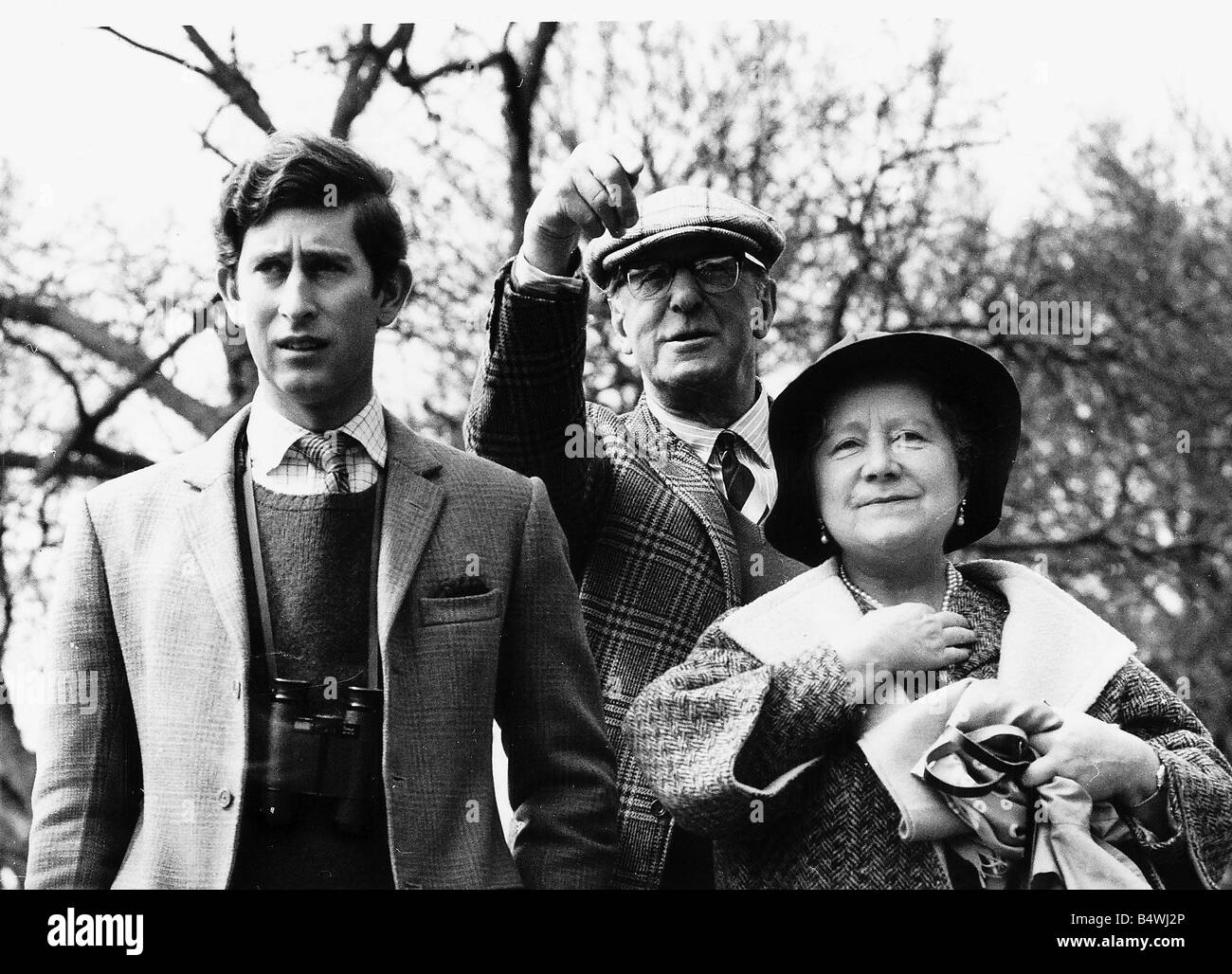 Queen Mother and Prince Charles and Duke of Beaufort at the Badminton Horse Trials Stock Photo