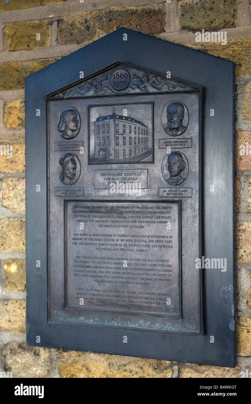 The Evelina Hospital Memorial Plaque Quilp Street Southwark London ...