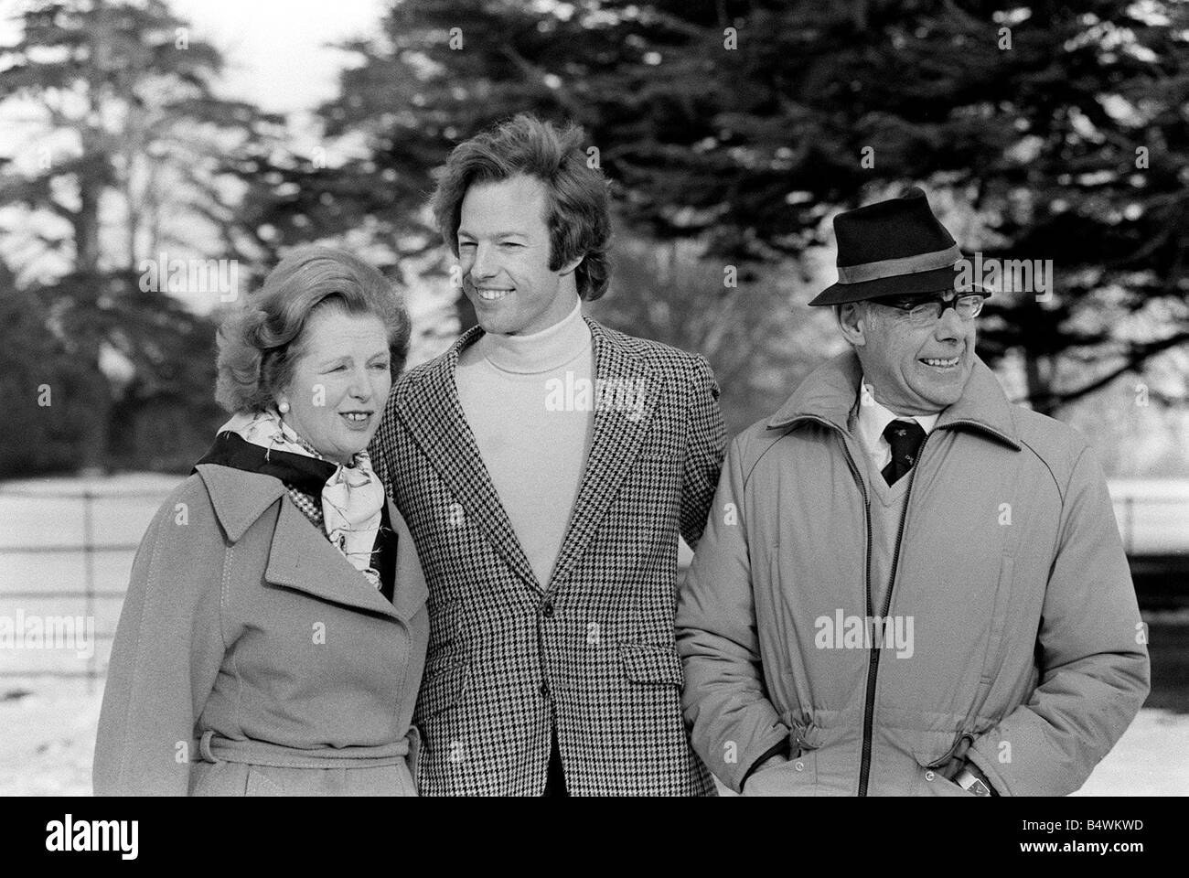 Mark Thatcher With Parents Margaret And Denis After He Had Been Rescued Following His Disppearance In The Sahara Desert He Was Taking Part In The Paris Dakar Rally When He Lost His
