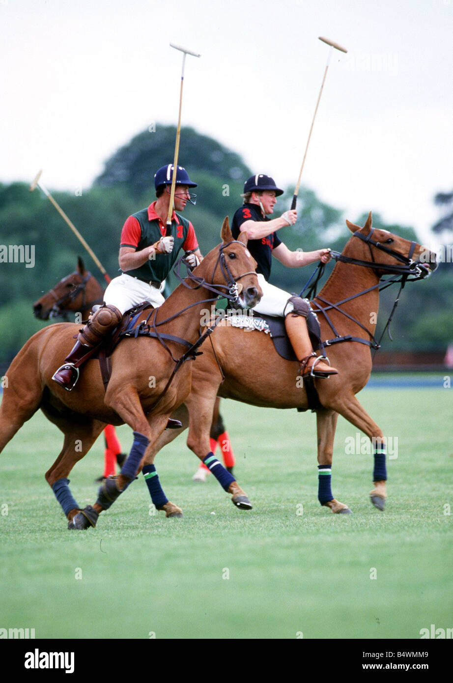 Prince Charles playing polo at Smiths Lawn Windsor May 1987 Stock Photo