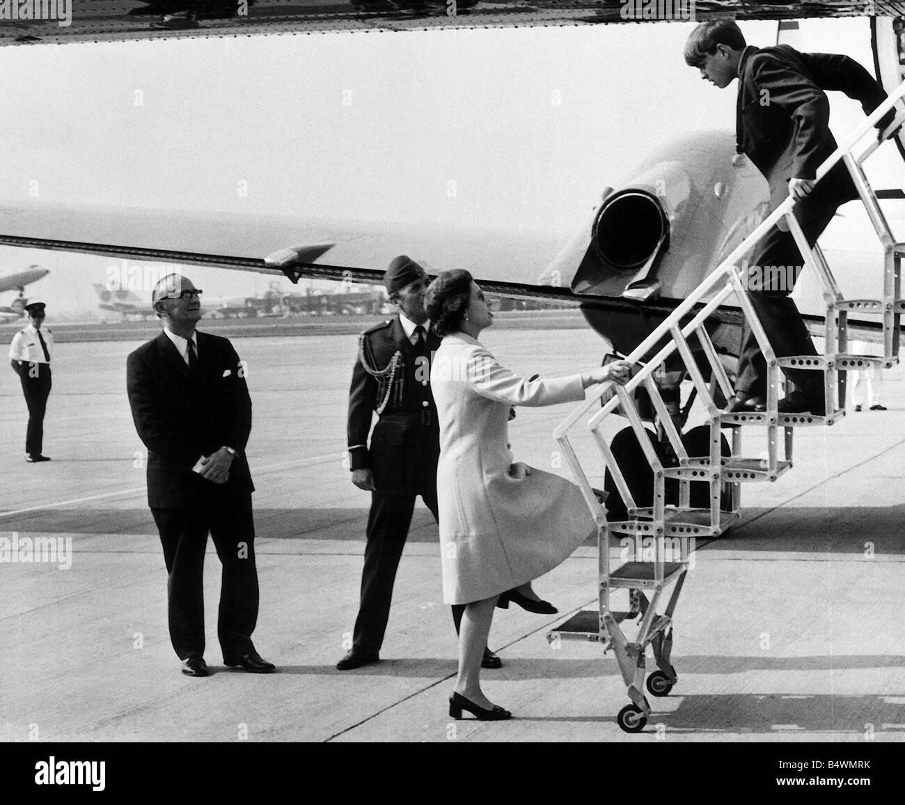 Queen Elizabeth II with Prince Charles at Heathrow Airport before ...