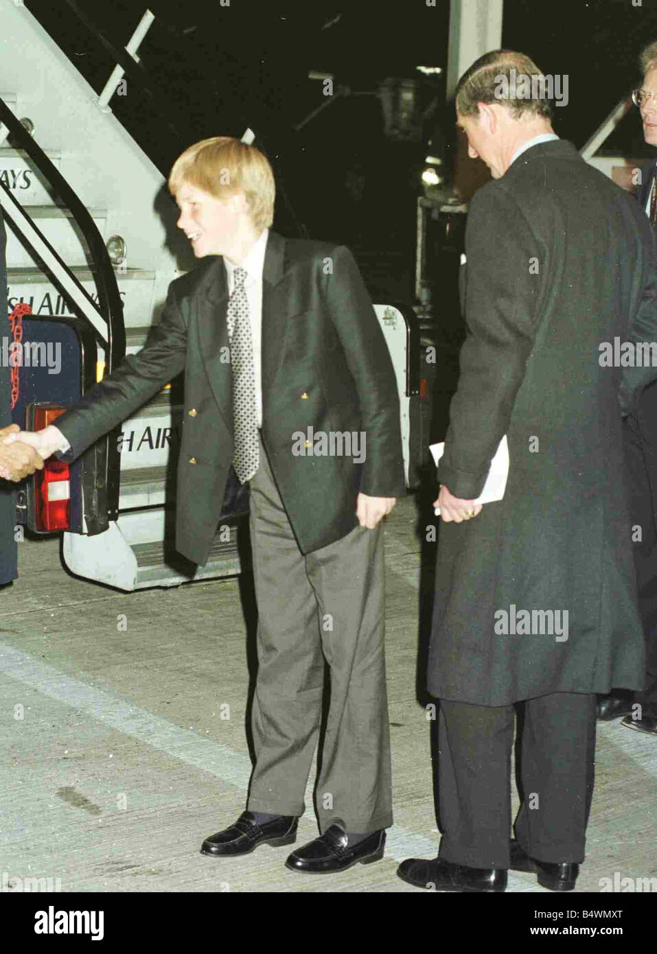 Prince Charles and Prince Harry leaving October 1997 Heathrow for South Africa Stock Photo