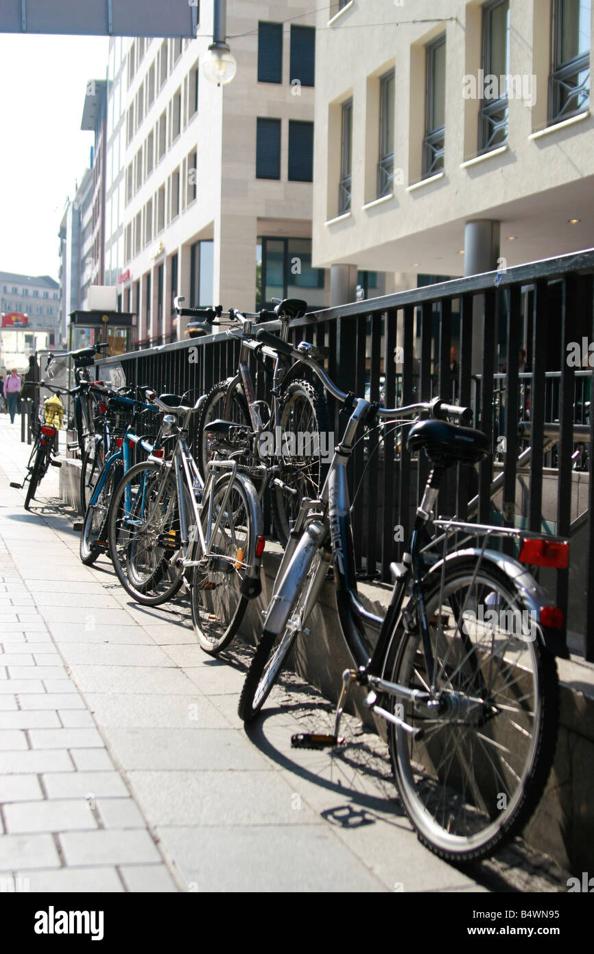 bicycle, bike, balustrade, parking, house Stock Photo