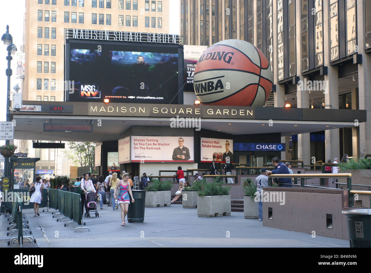 View of the entrance of the Madison Square Garden in New York with
