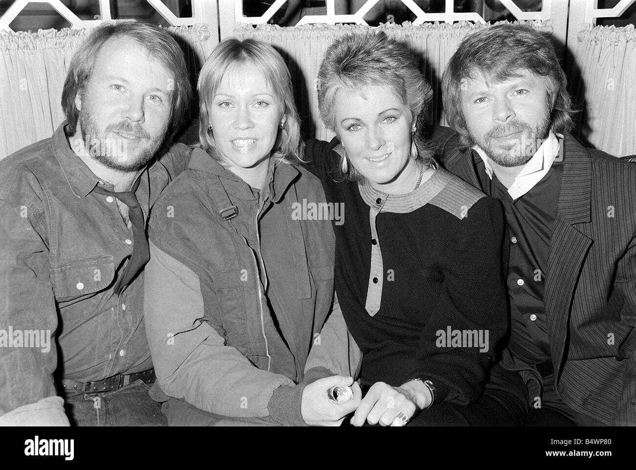 Abba Swedish Pop band November 1982 celebrating 10 years together 5 11 1982 Stock Photo