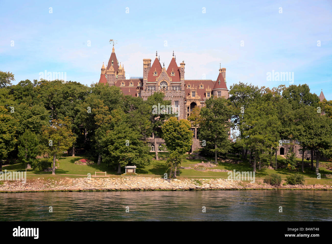 The Boldt Castle on Heart Island, Alexandria Bay, in the St.Lawrence River on Thousand Island,Ontario,Canada/USA Stock Photo